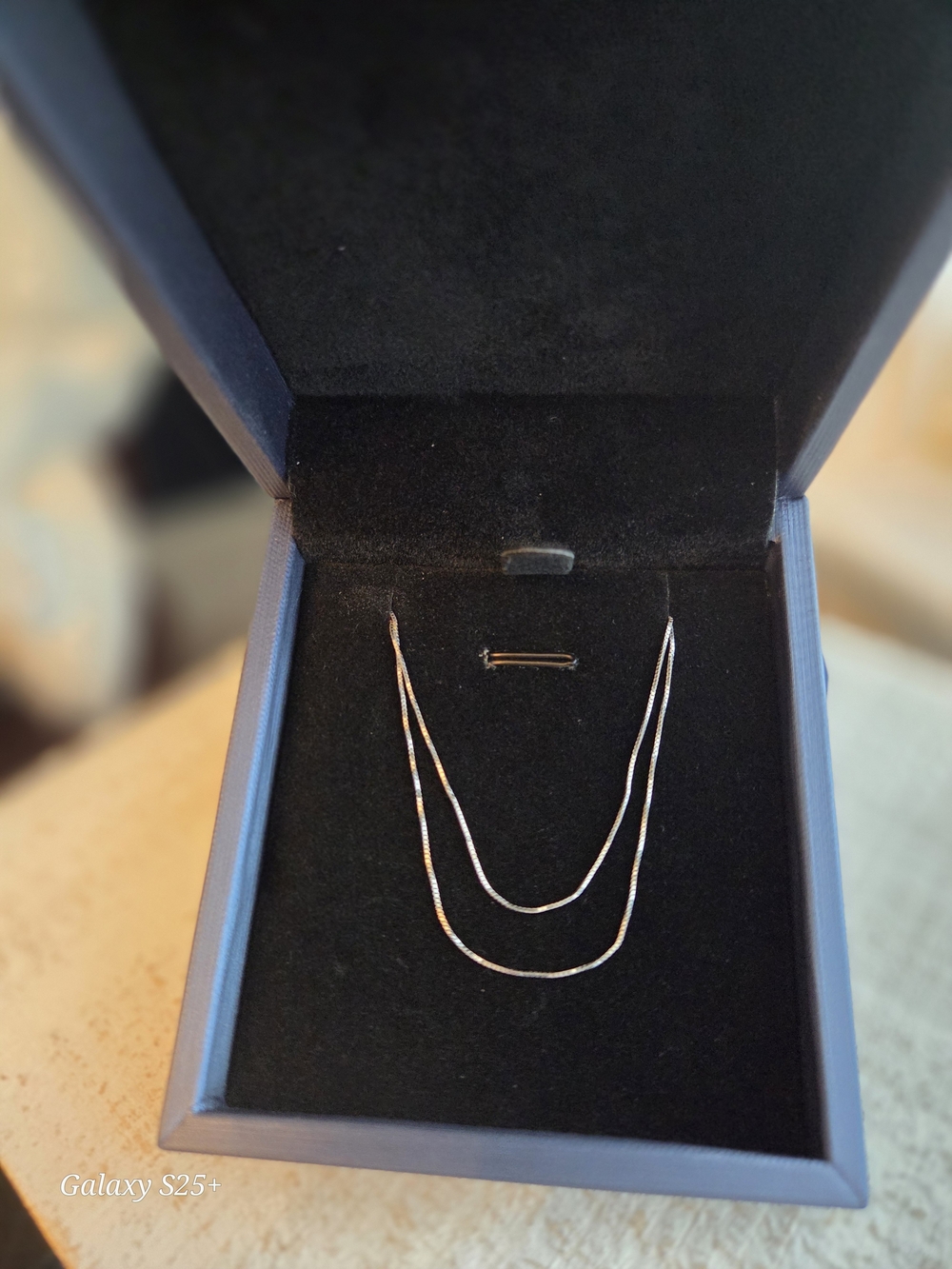 10K White Gold Double-Strand Box Chain Necklace - Women's Jewelry